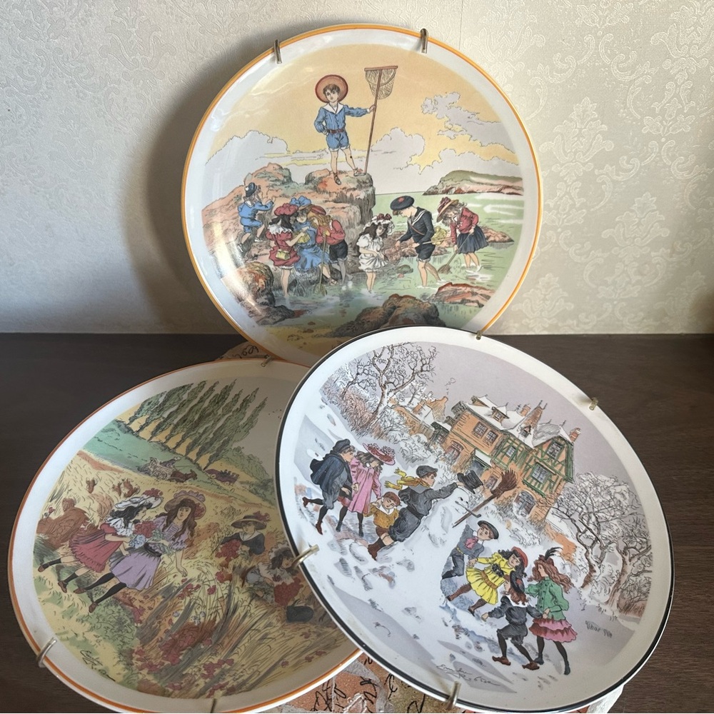 Emilie Robida illustrated Collectible Poole Pottery decorative porcelain plates